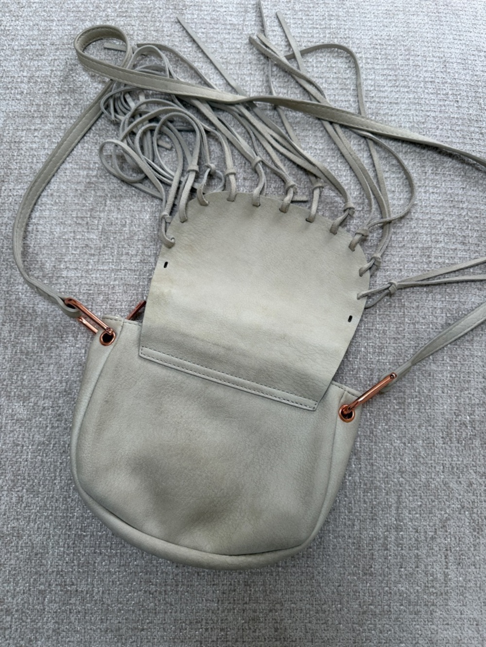 Free People Light Gray Suede Fringe Crossbody Bag - Picture 5 of 8